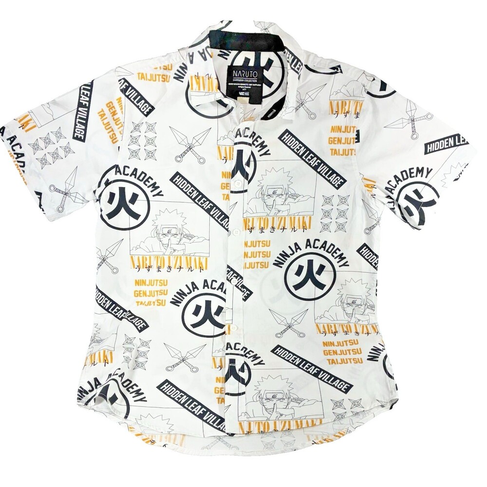 Vintage Naruto Shippuden Collection Button Shirt Mens Medium All Over Print